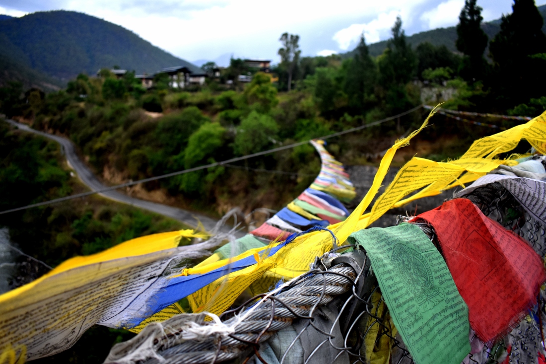 Prayer flags draped over the han